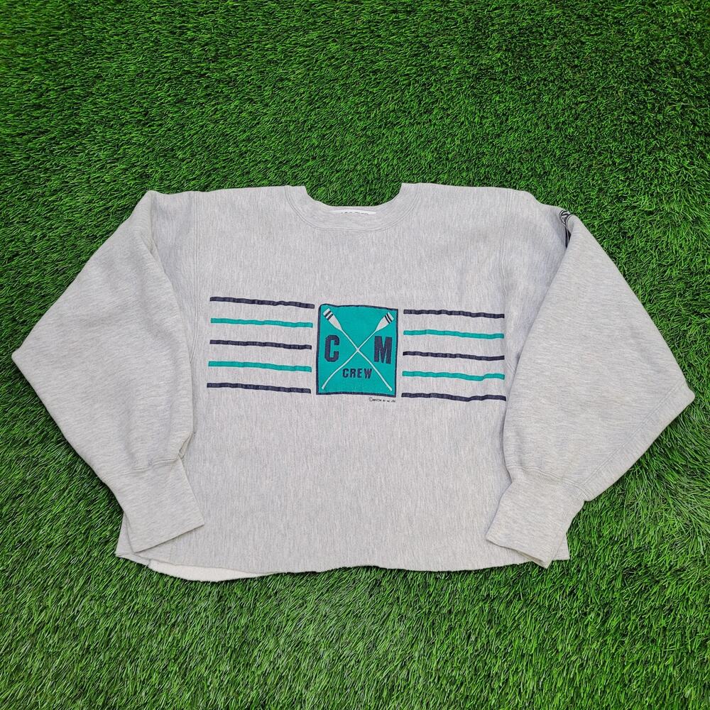 Vintage 1990 Cape-May Rower Crew Champion Cropped Sweatshirt Womens L 21x18